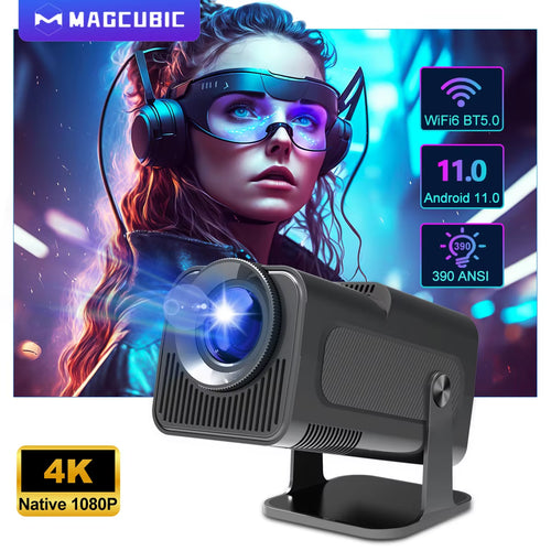 4K Native 1080P Android 11 Projector 390ANSI HY320 Dual Wifi6 BT5.0 Cinema Outdoor Portable Projetor Upgrated HY300