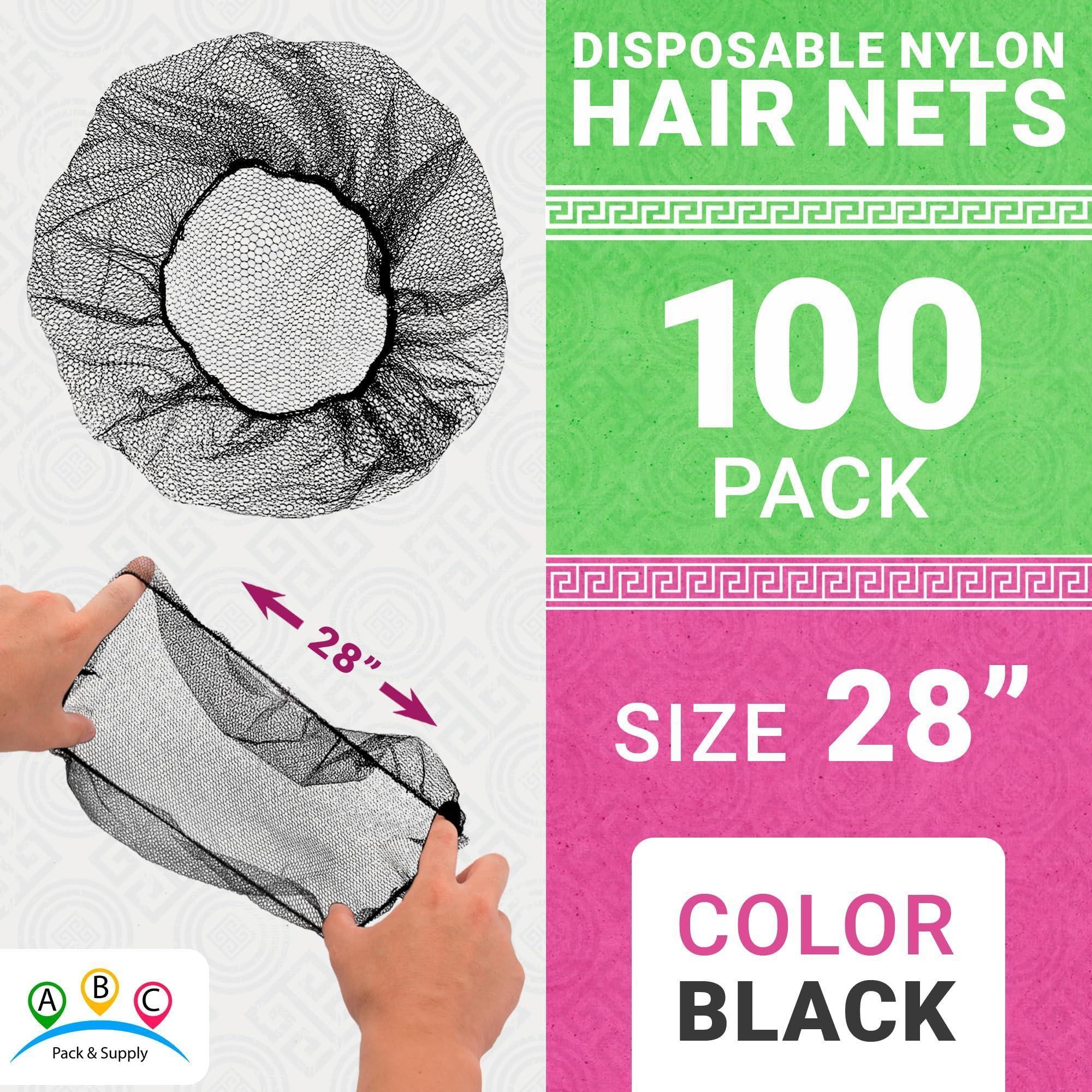 Black Disposable Hair Net 28 Inch 100 Pack Micro Nylon Bouffant Hair Nets. Bouffant Caps Disposable with Elastic Edge Stretchable Hairnets for Foodservice Industrial Use